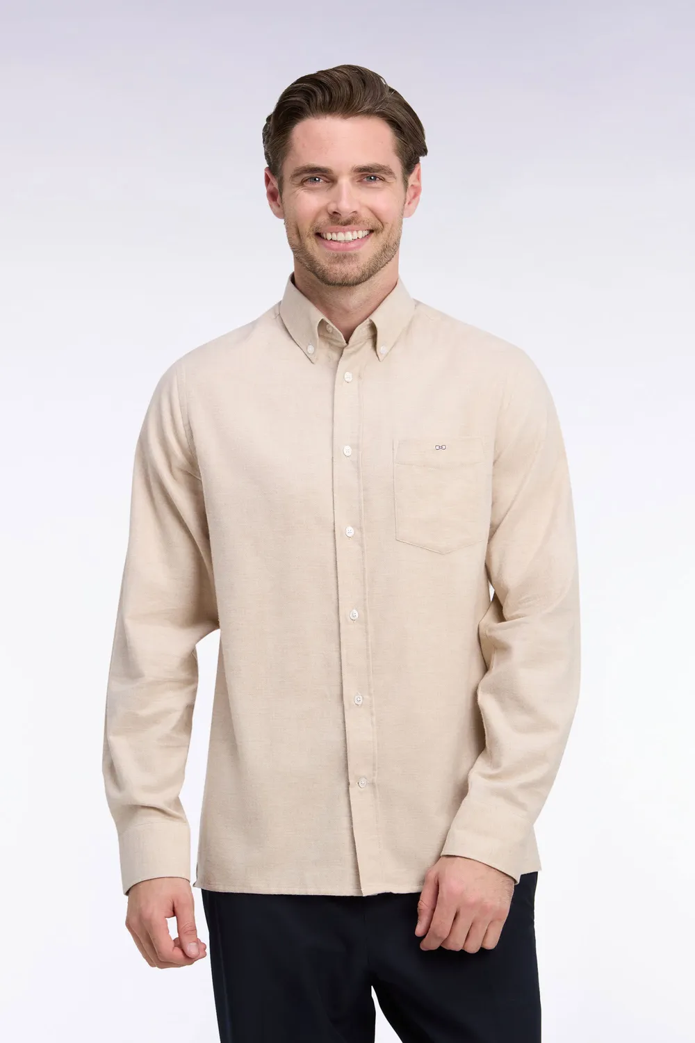 Eden Park Club Classique chemise homme camel coupe droite coton