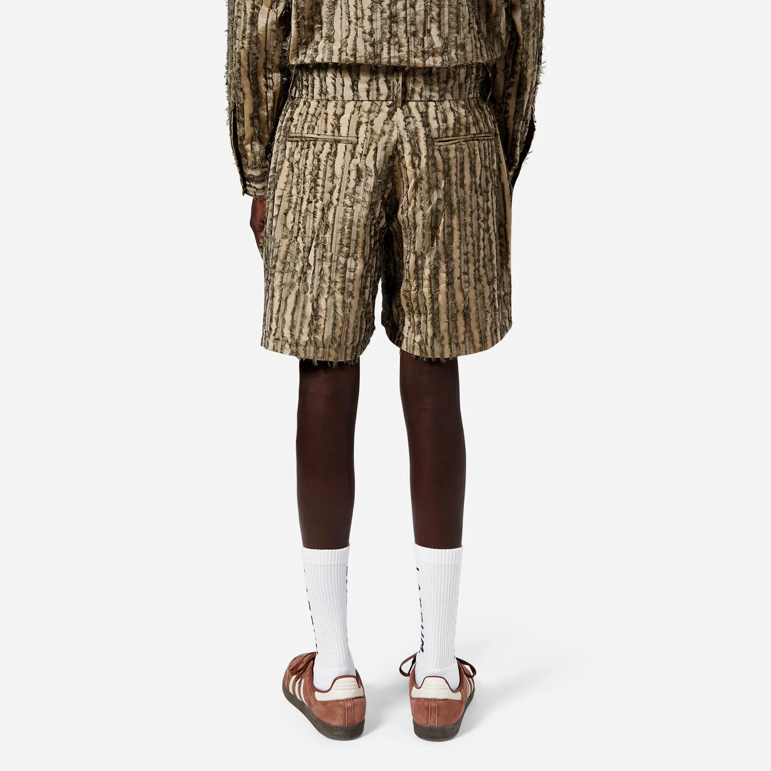 Labrum Olive Frayed Striped short homme olive rayé