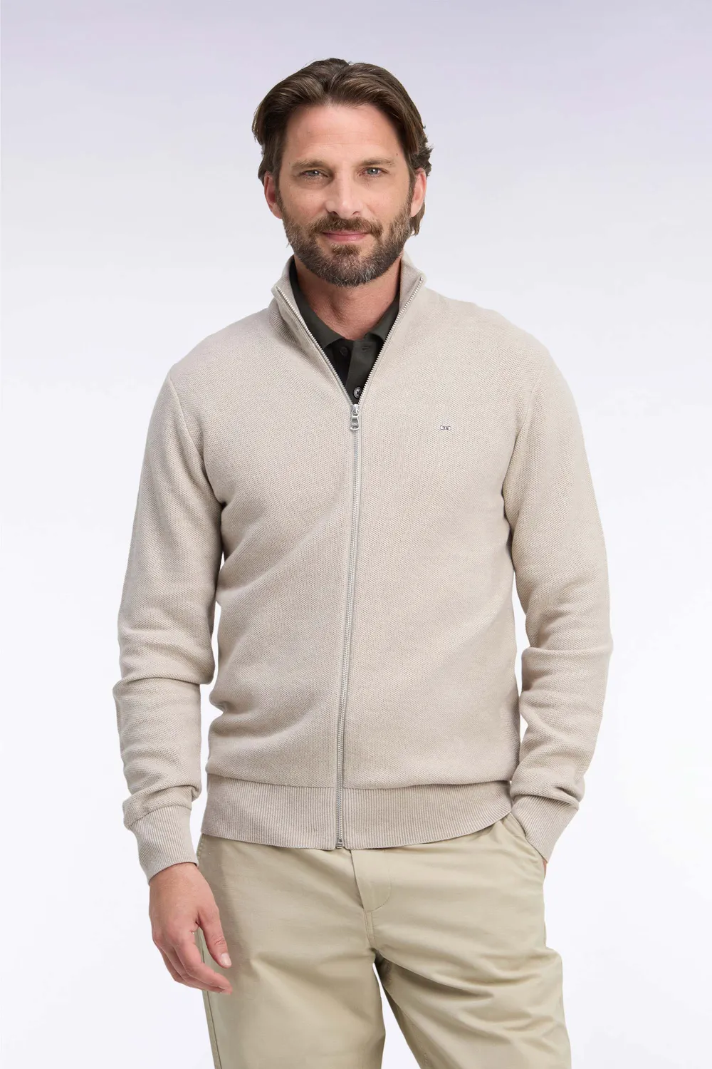 Eden Park H26MAICA0002 cardigan zippé beige coton