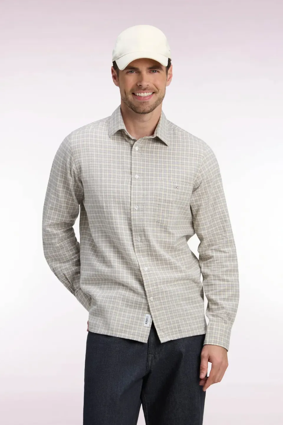 Eden Park Club Classique chemise coton carreaux écrue
