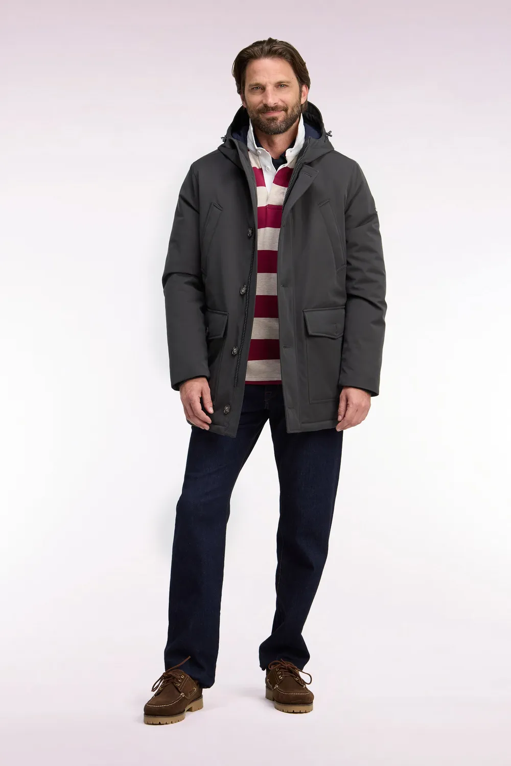 Eden Park parka boutonnée kaki manteau homme