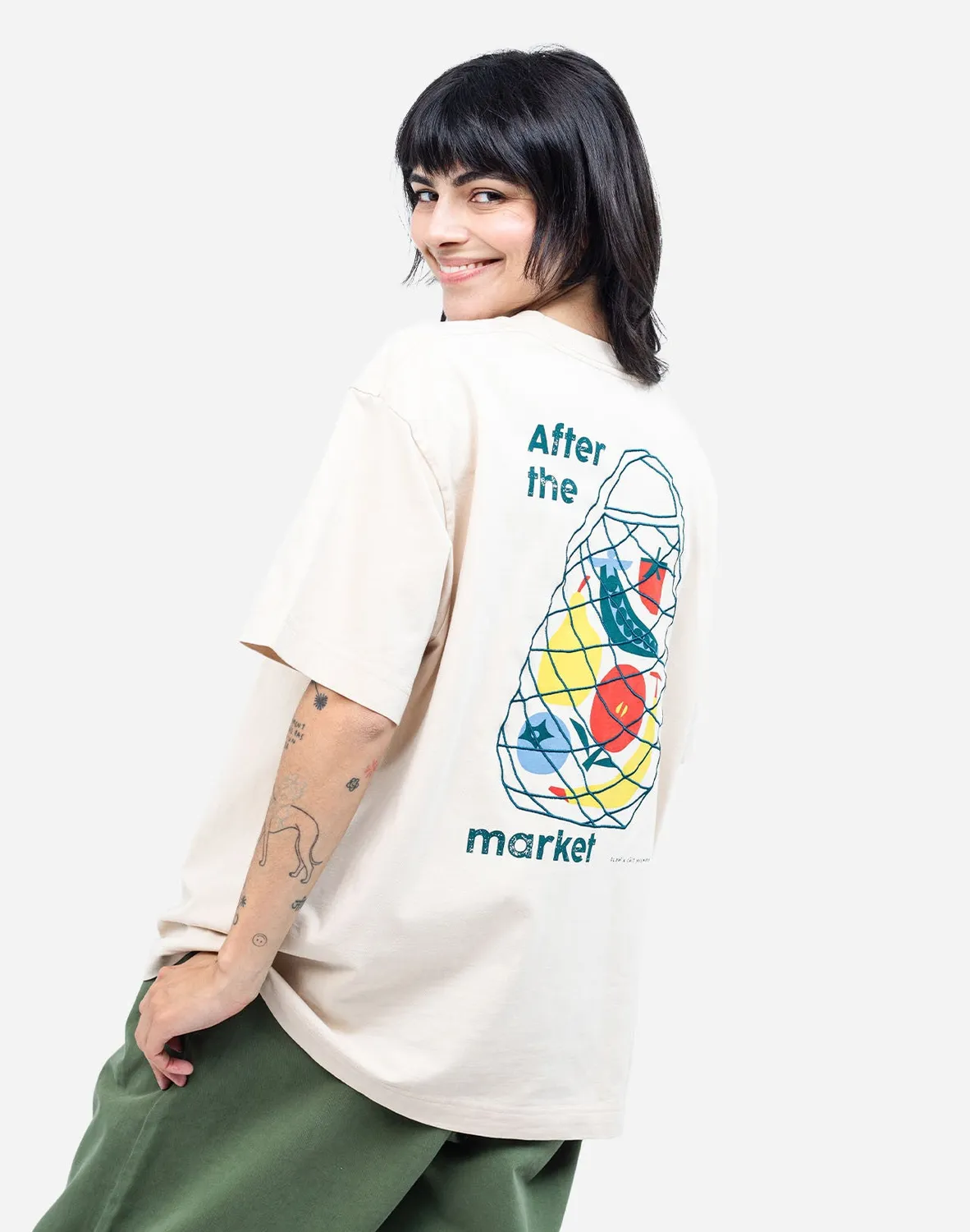 OLOW Meshbag t-shirt ample crème coton bio