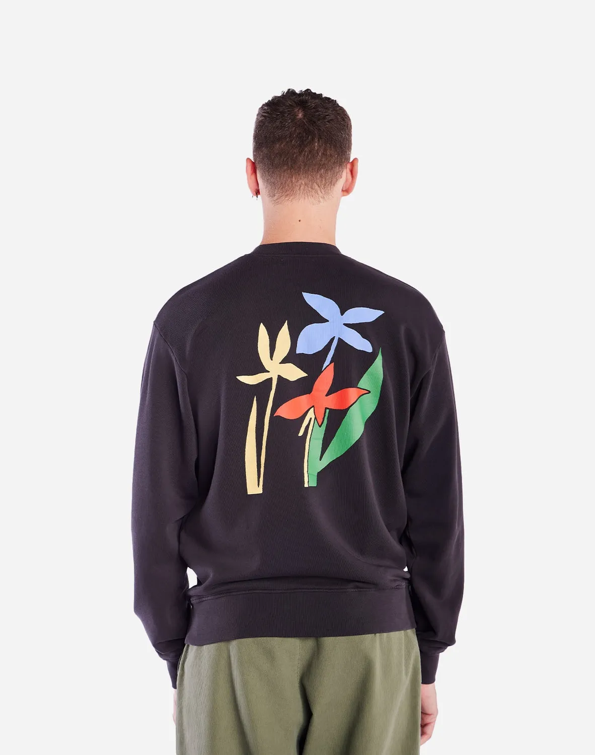 OLOW Flora sweat noir carbone coton bio