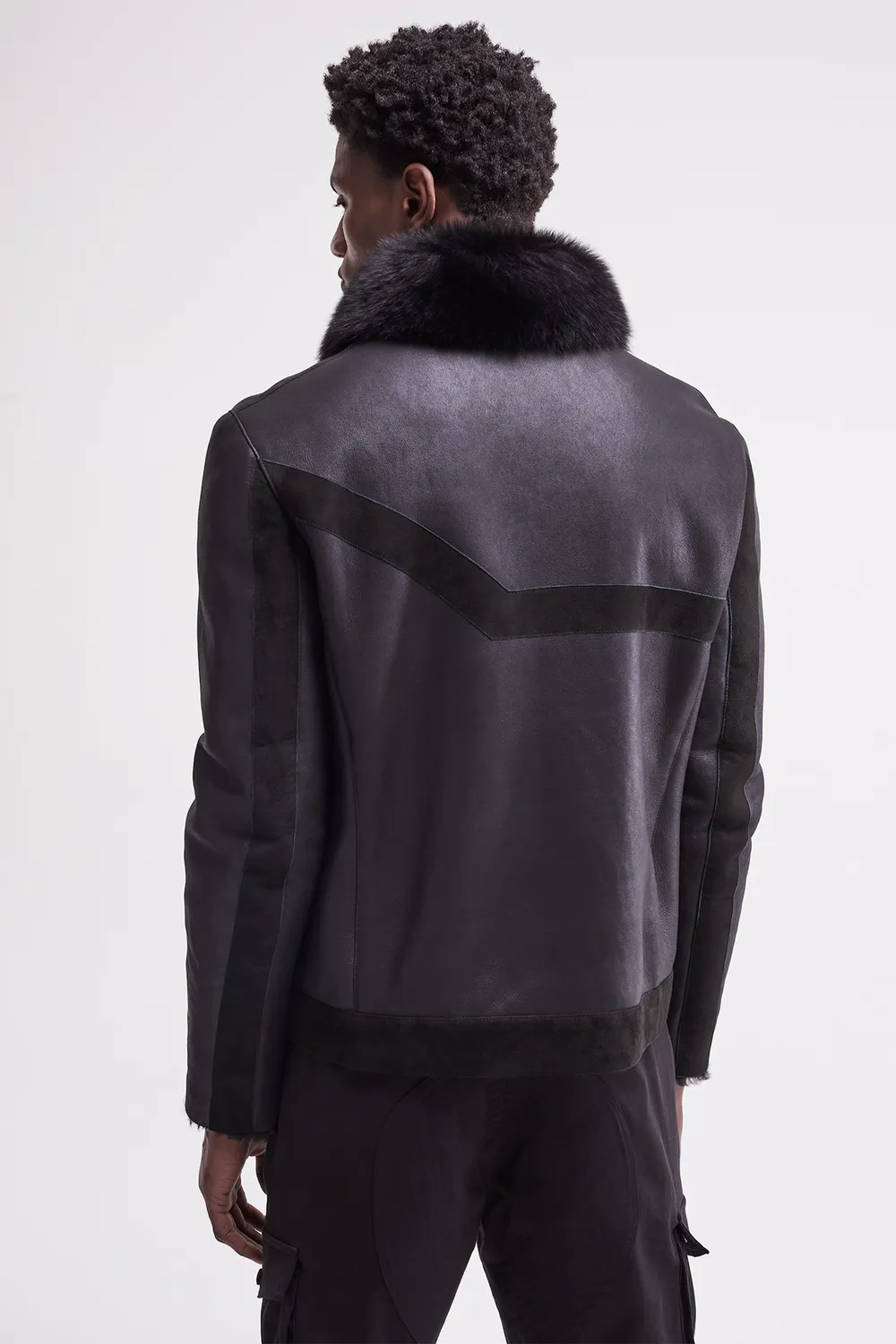French Deal Black Panther veste peau lainée noir