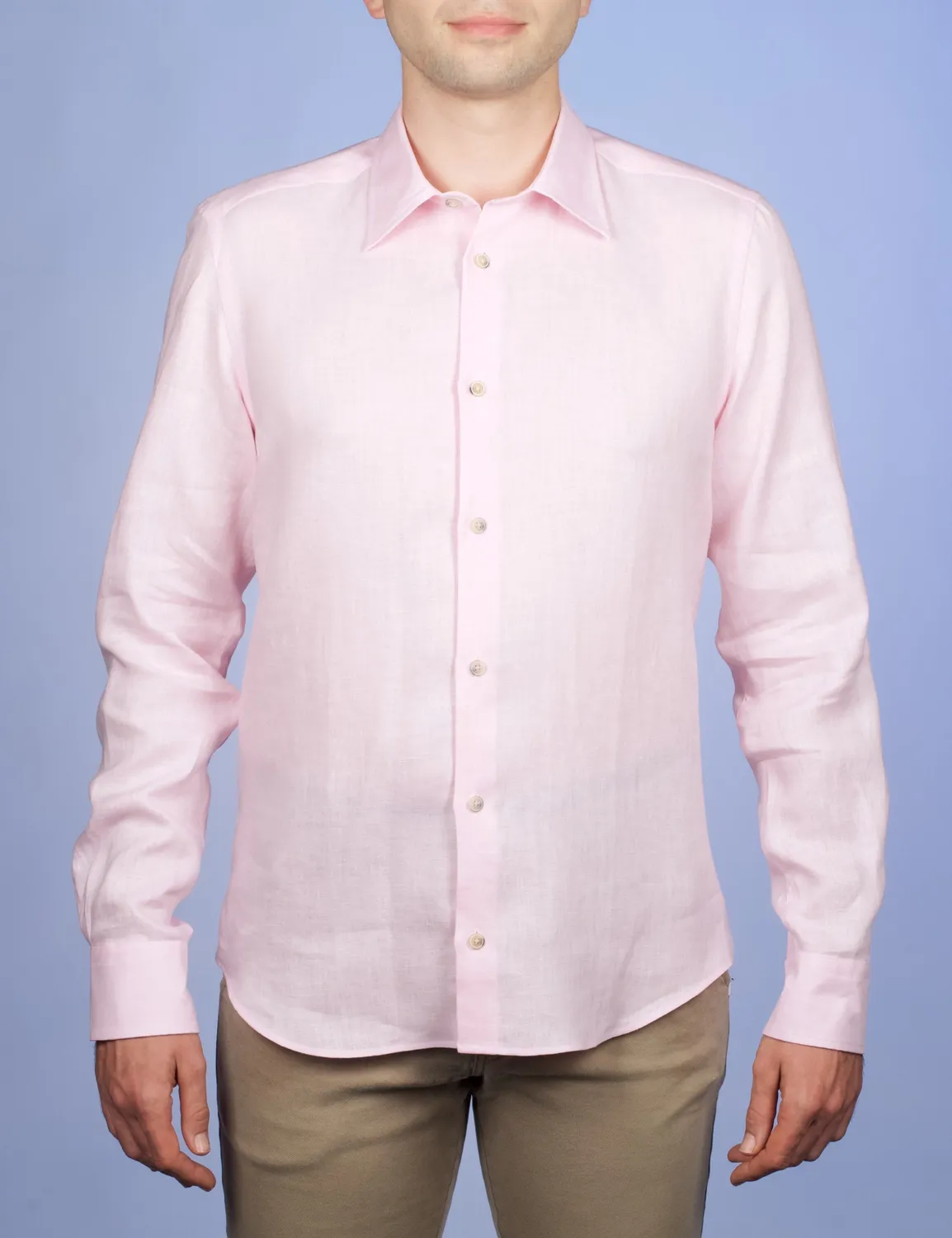 La Chemise Française Lin Normand Rose chemise homme col souple