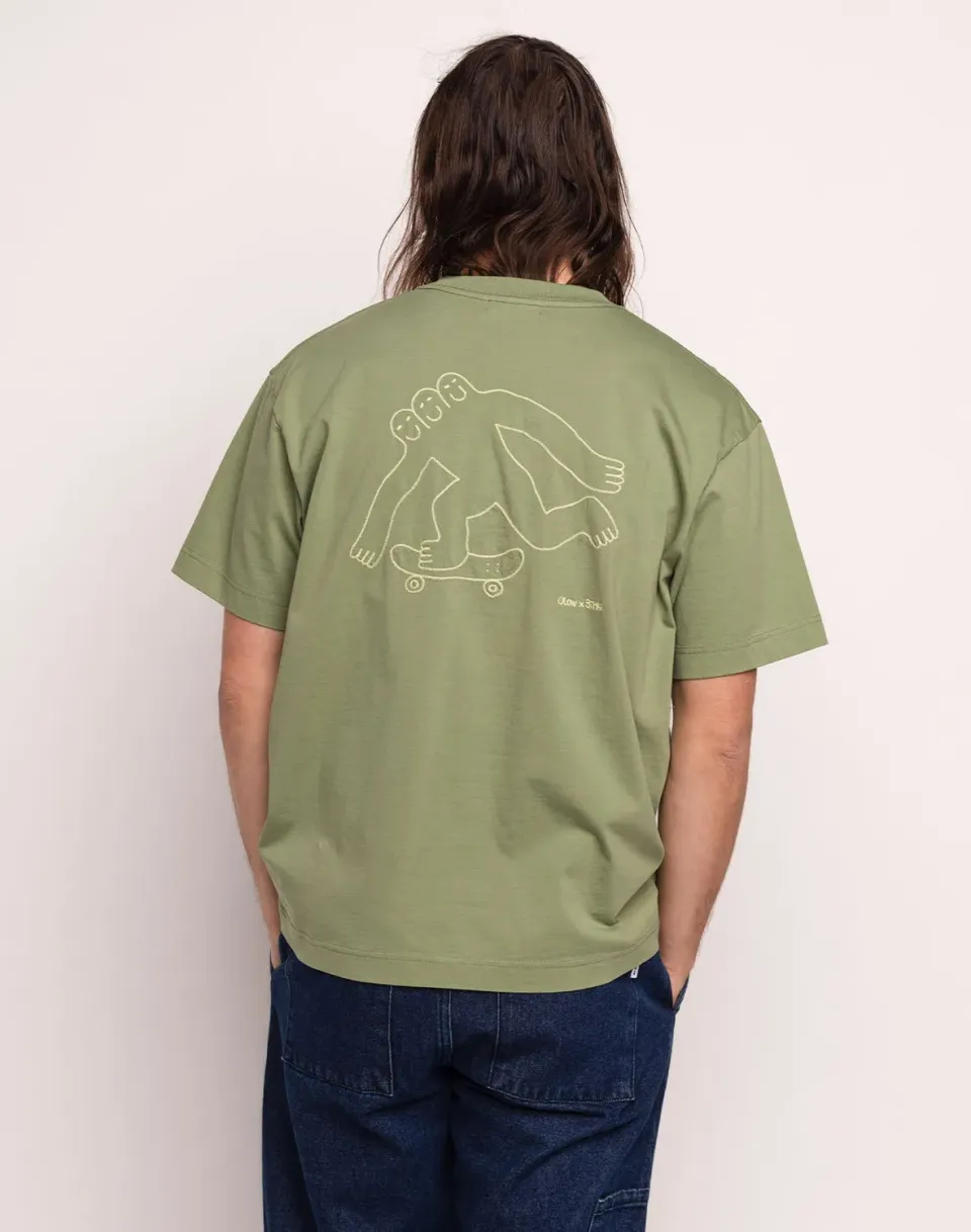 OLOW Cruising t-shirt ample vert sauge coton bio