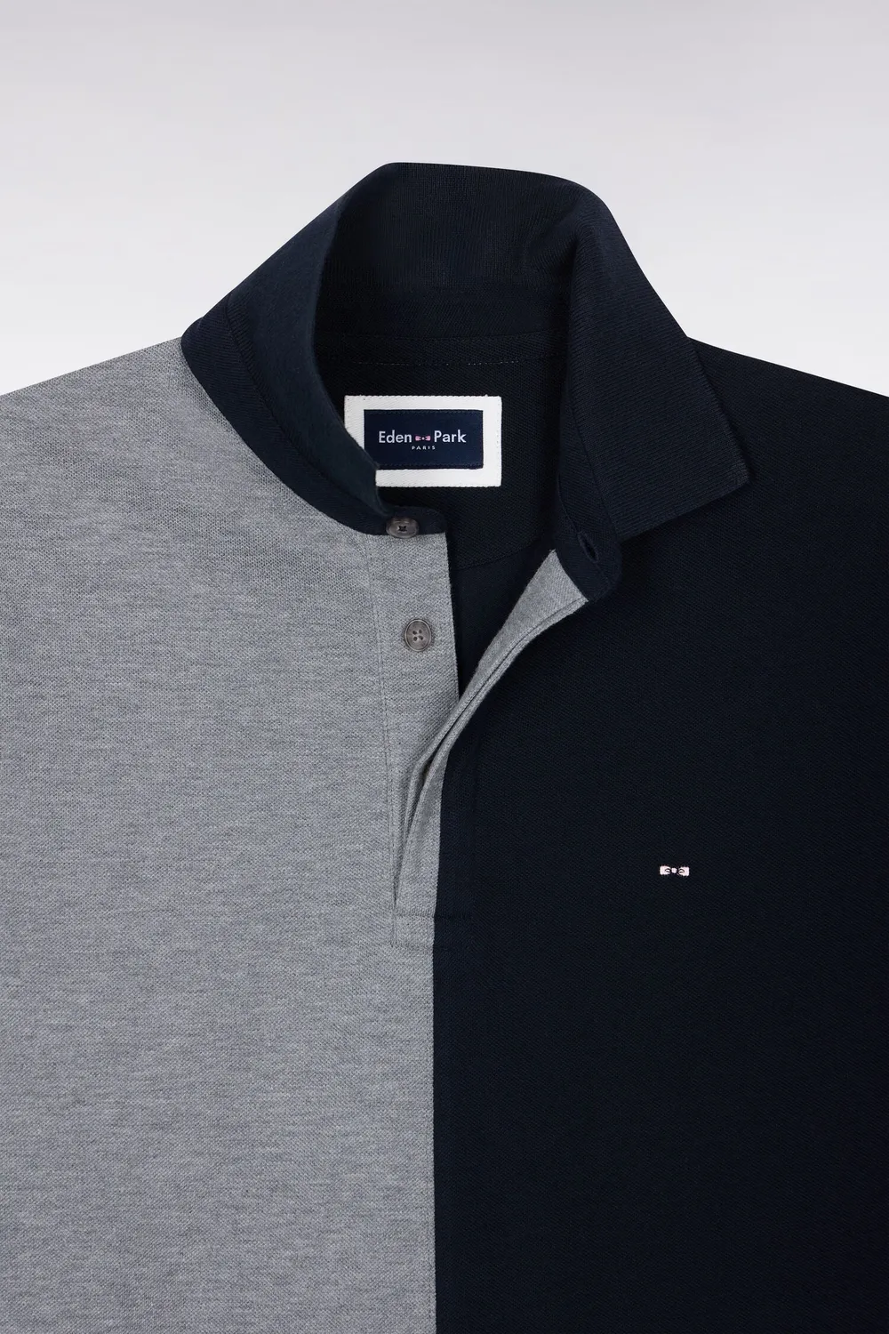 Eden Park polo tricolore homme coton gris coupe droite