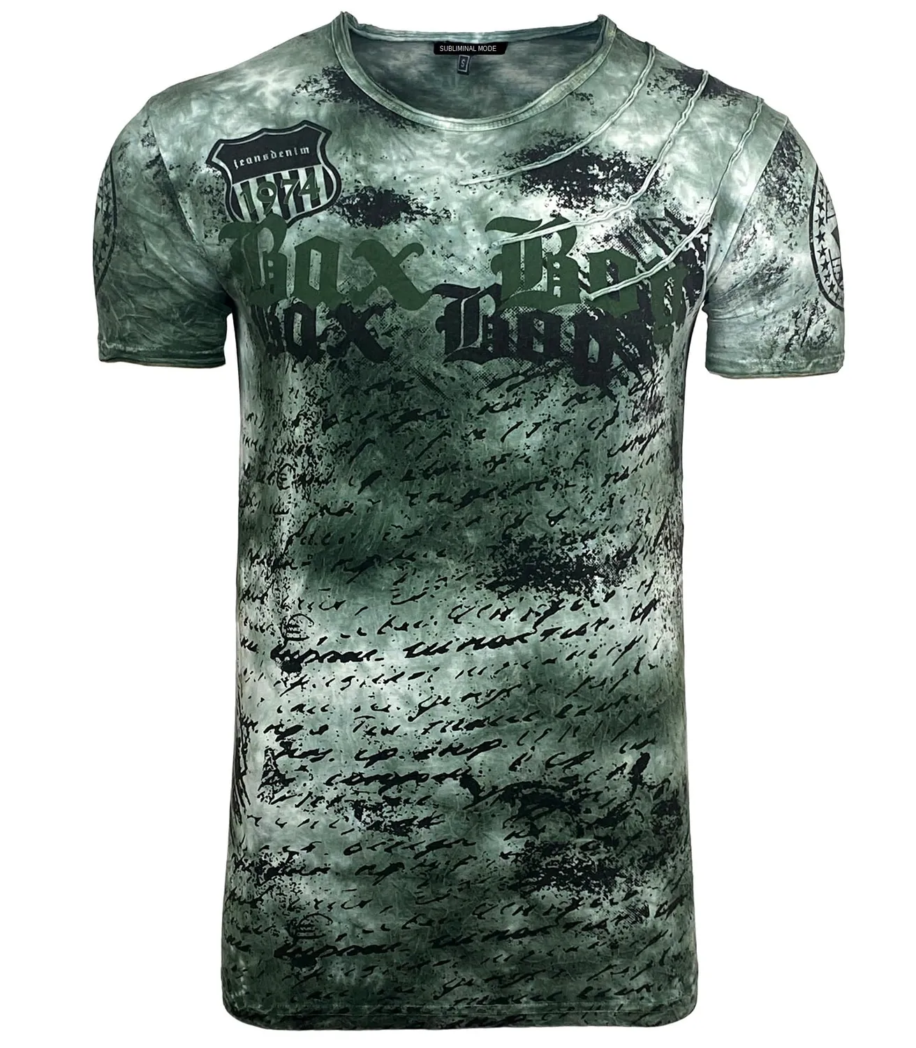 Subliminal Mode BX103 t-shirt homme coton bleu S délavé
