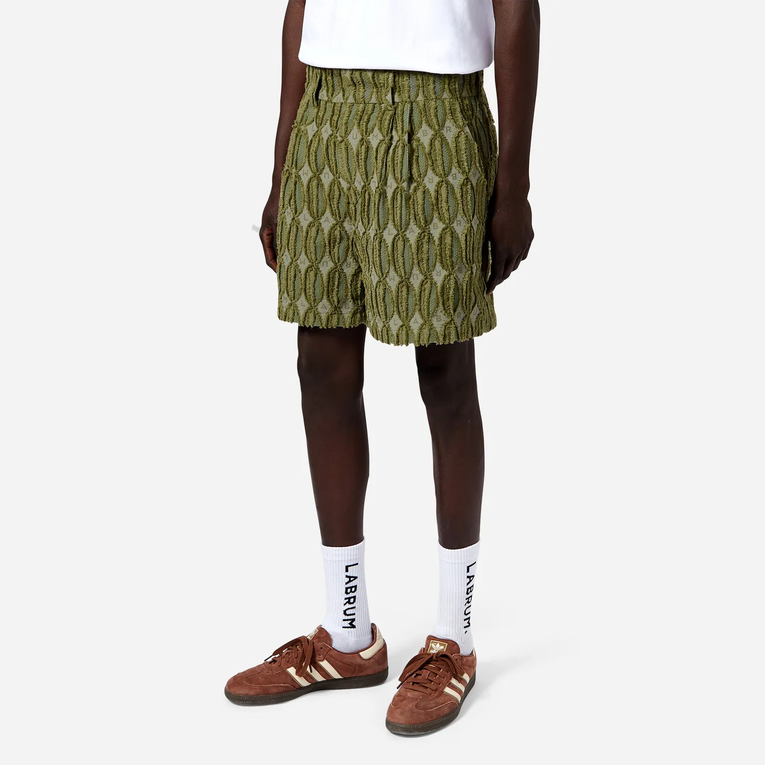 Labrum Monogram short homme vert jacquard frayé