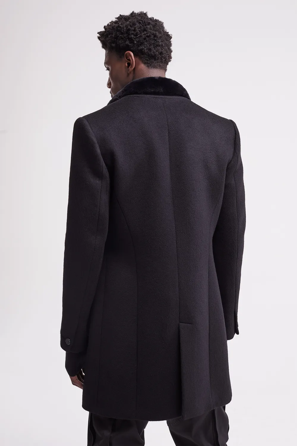 French Deal Fur French Coat manteau cachemire noir col vison