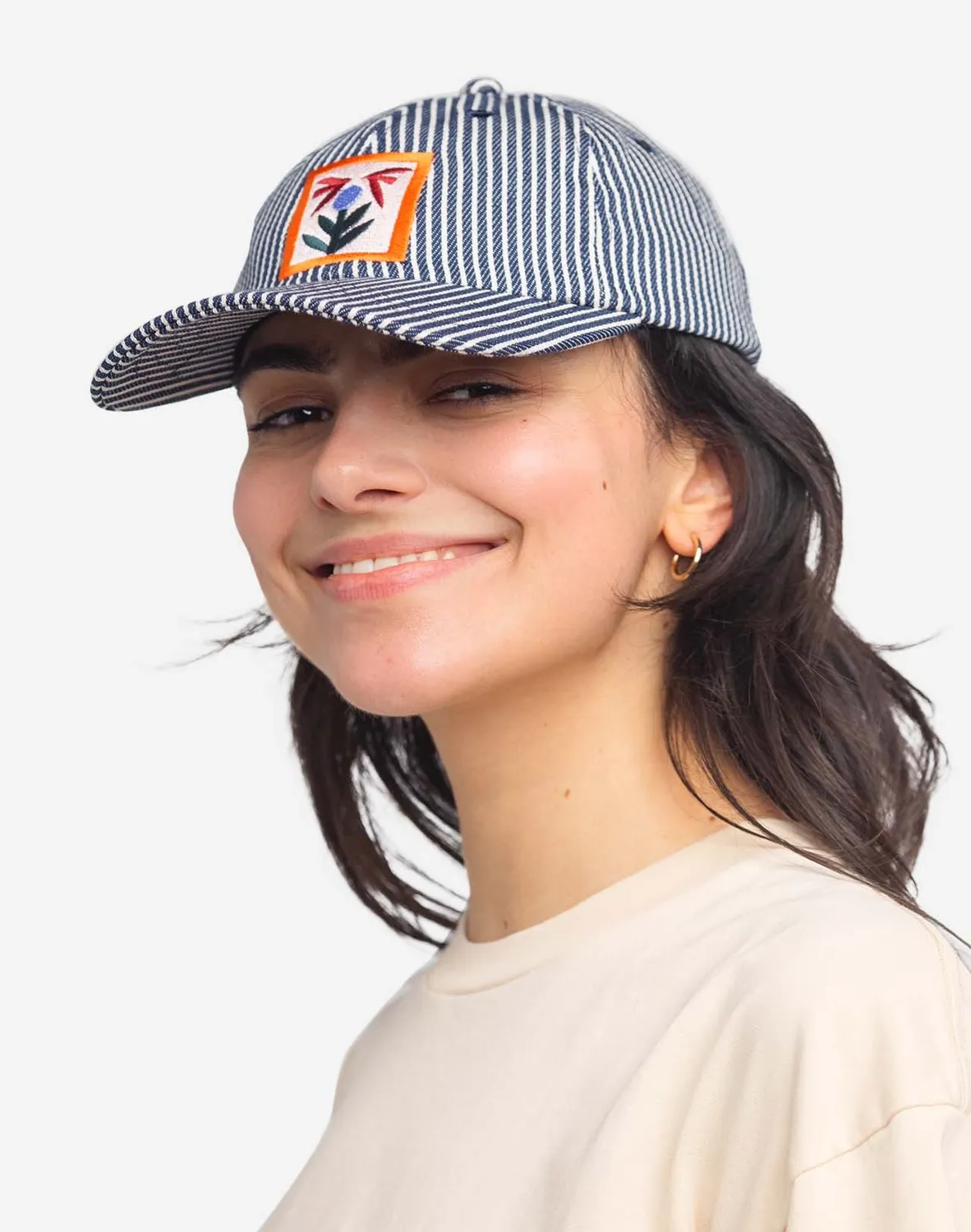 OLOW Bud casquette six panel coton rayé