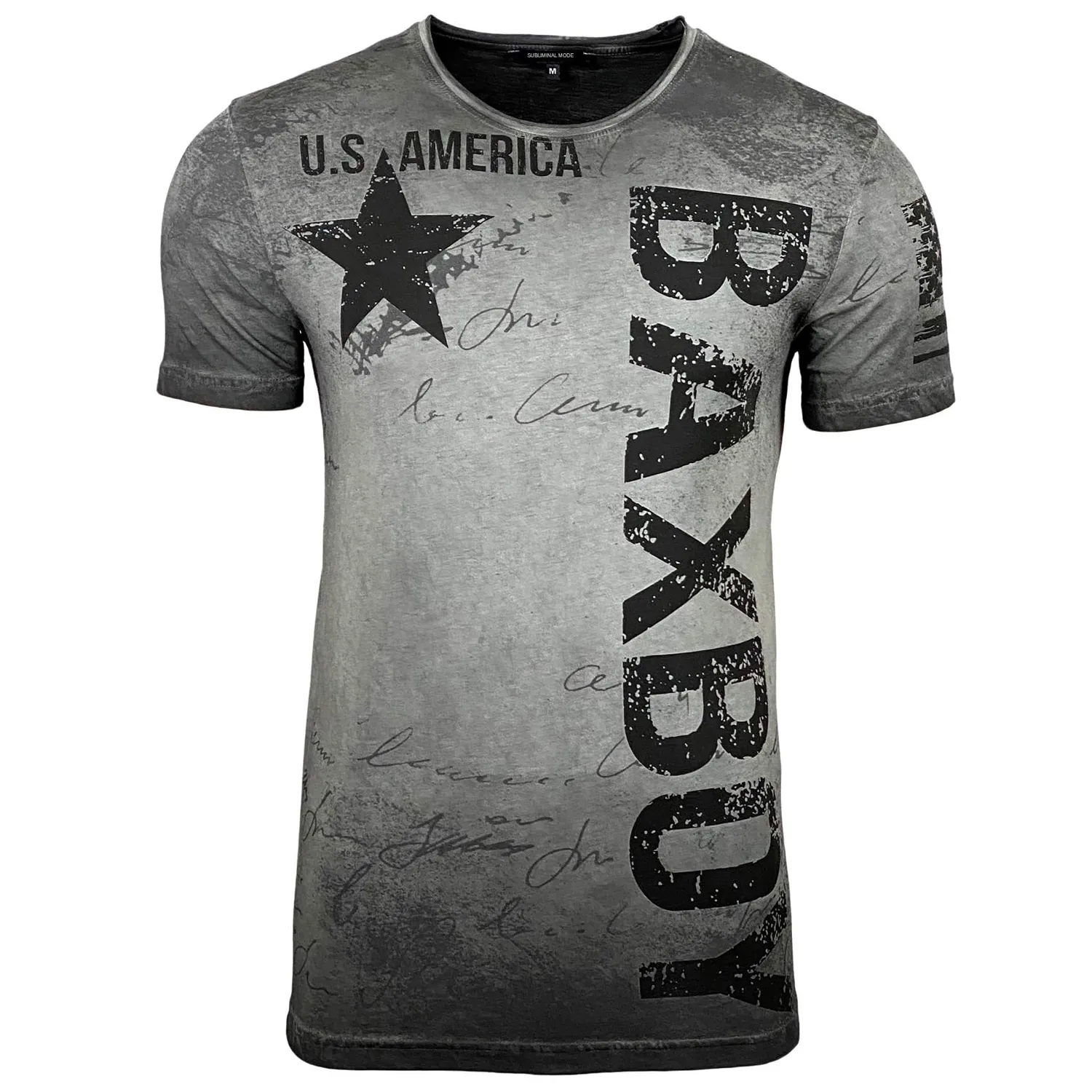 Subliminal Mode BX08 t-shirt homme coton bleu imprimé U.S.