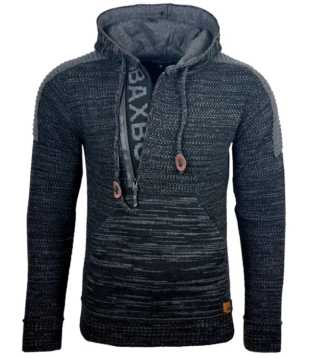 Subliminal Mode BX290 pull homme capuche bleu grosse maille