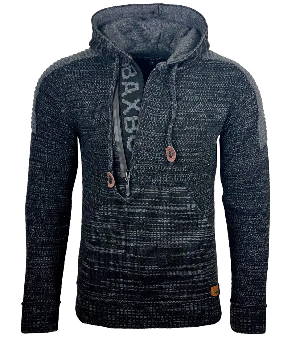 Subliminal Mode BX290 pull homme capuche bleu grosse maille