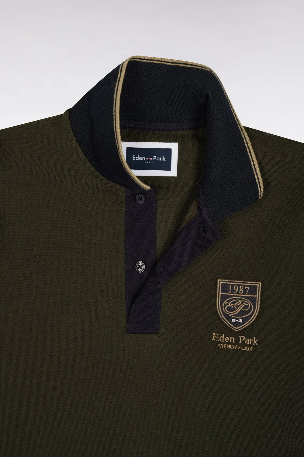 Eden Park Heritage polo coton vert écusson homme droit