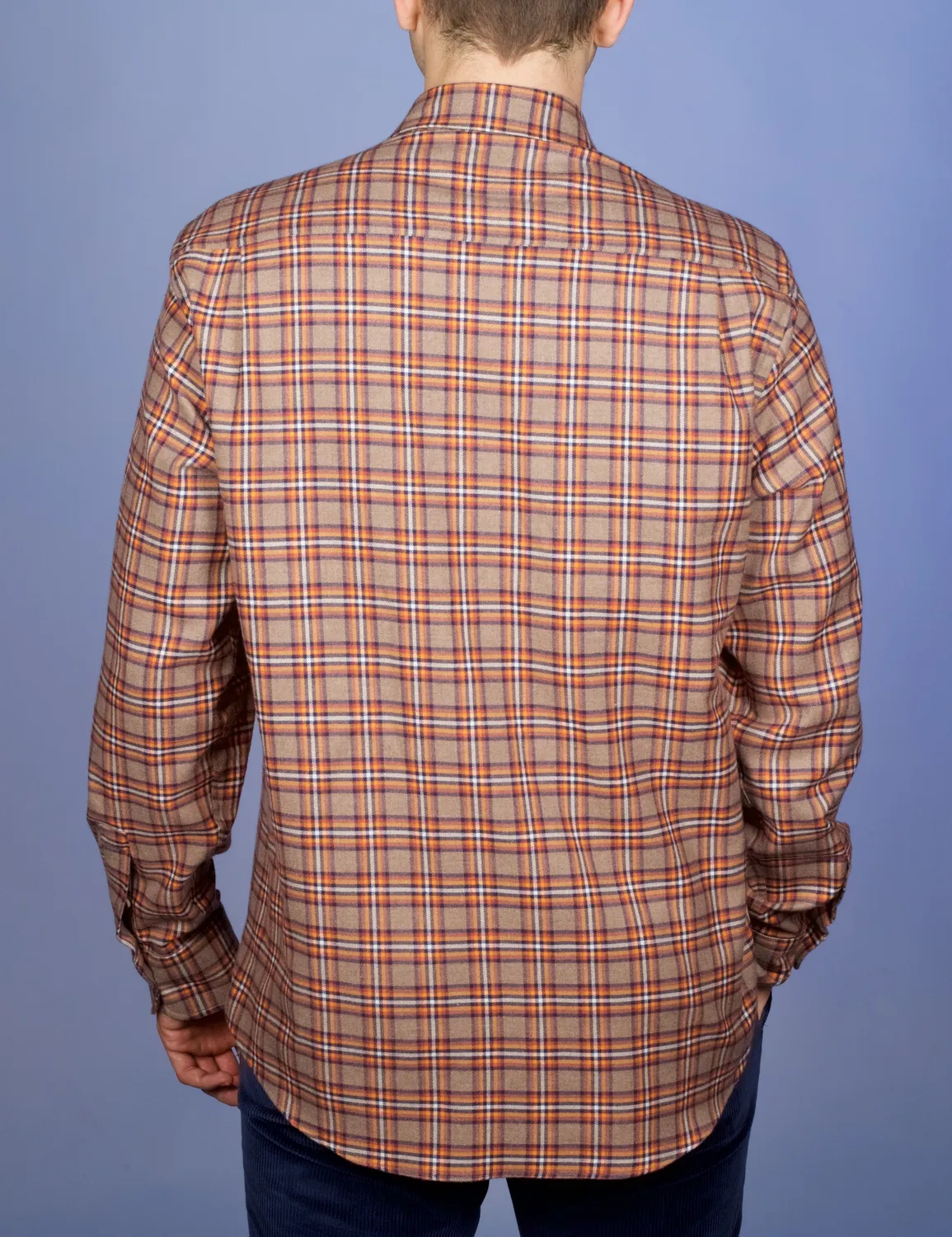 La Chemise Française Flanelle Carreaux chemise homme camel orange