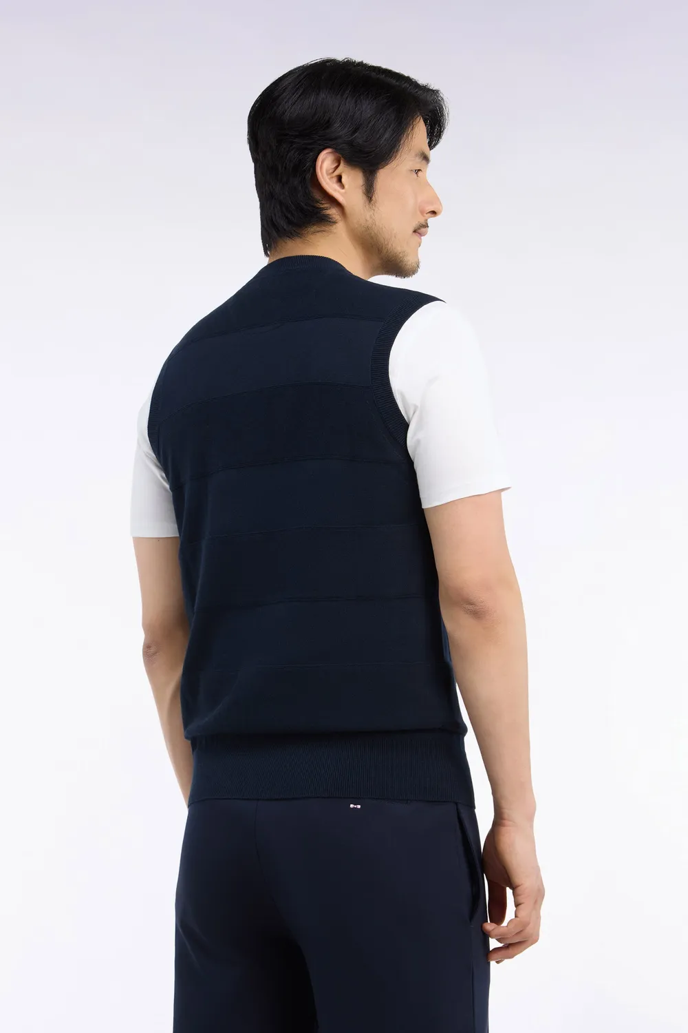 Eden Park Golf pull débardeur marine coton coupe droite