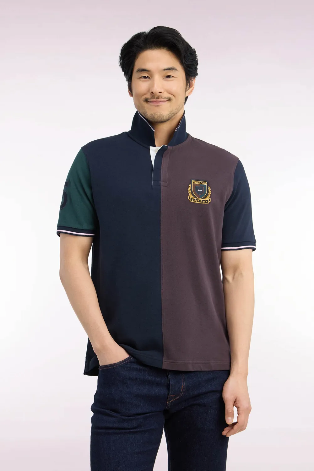 Eden Park polo homme coton marron marine coupe droite M