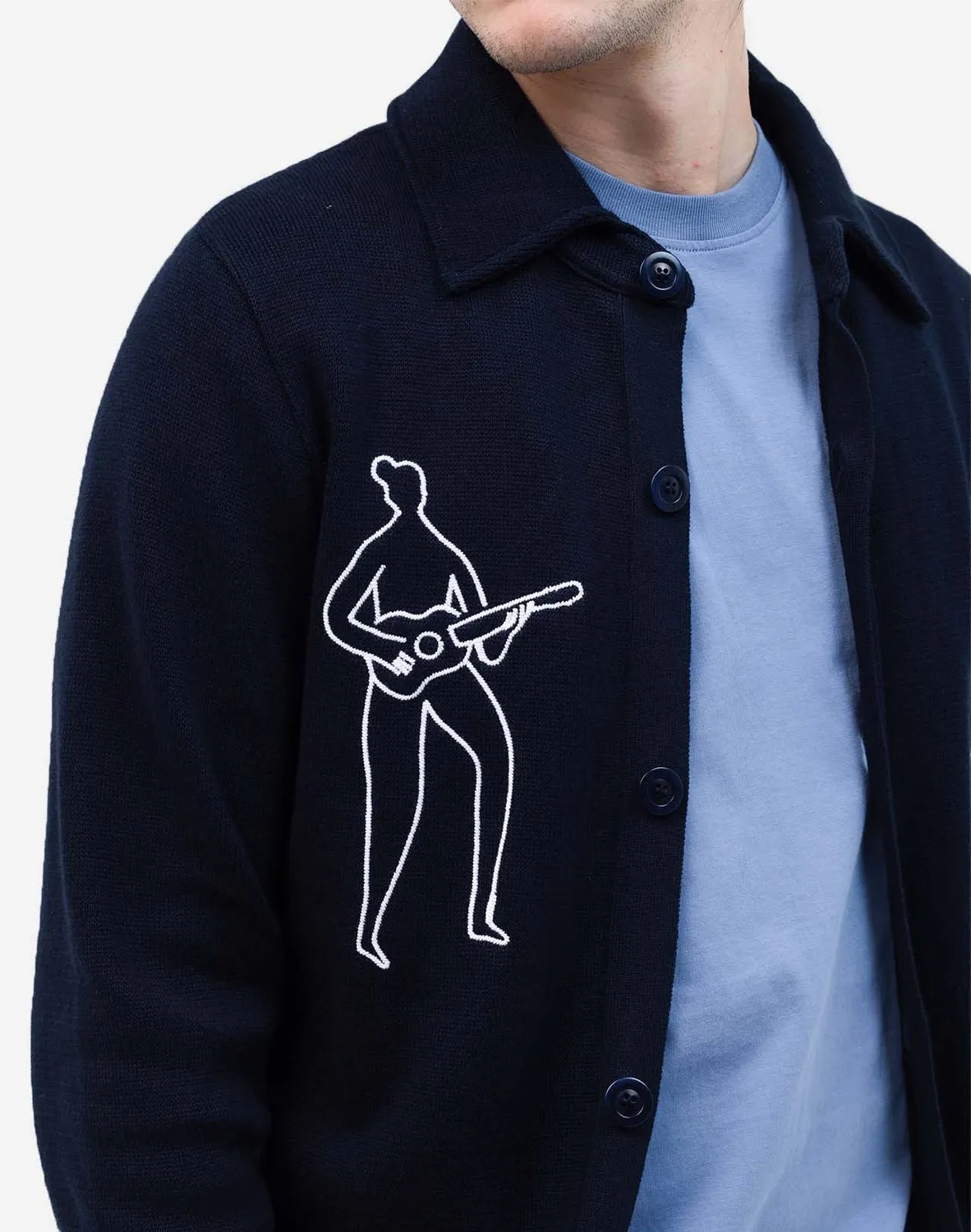 OLOW Jam gilet bleu marine col polo coton