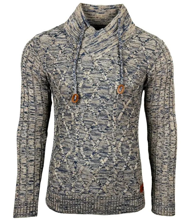 Subliminal Mode BX292 pull homme col montant bleu