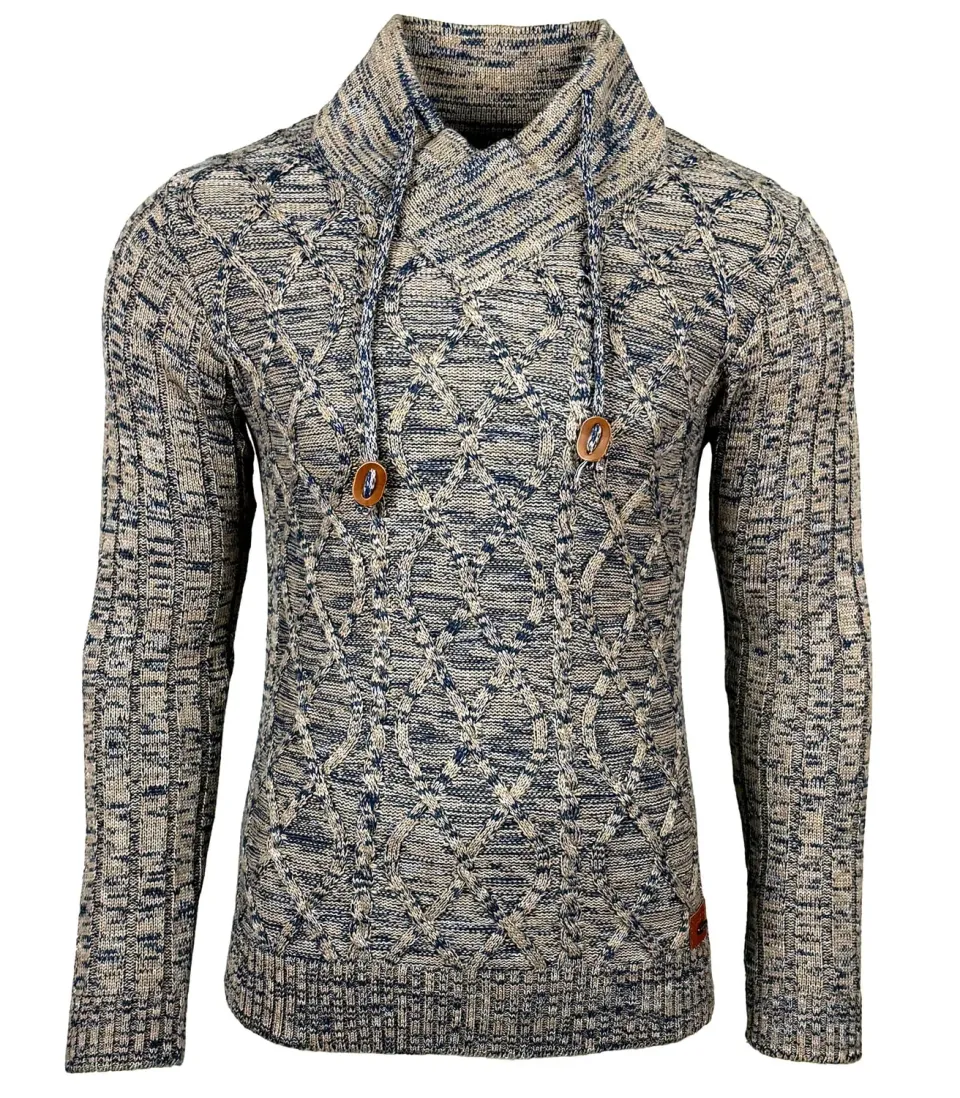 Subliminal Mode BX292 pull homme col montant bleu