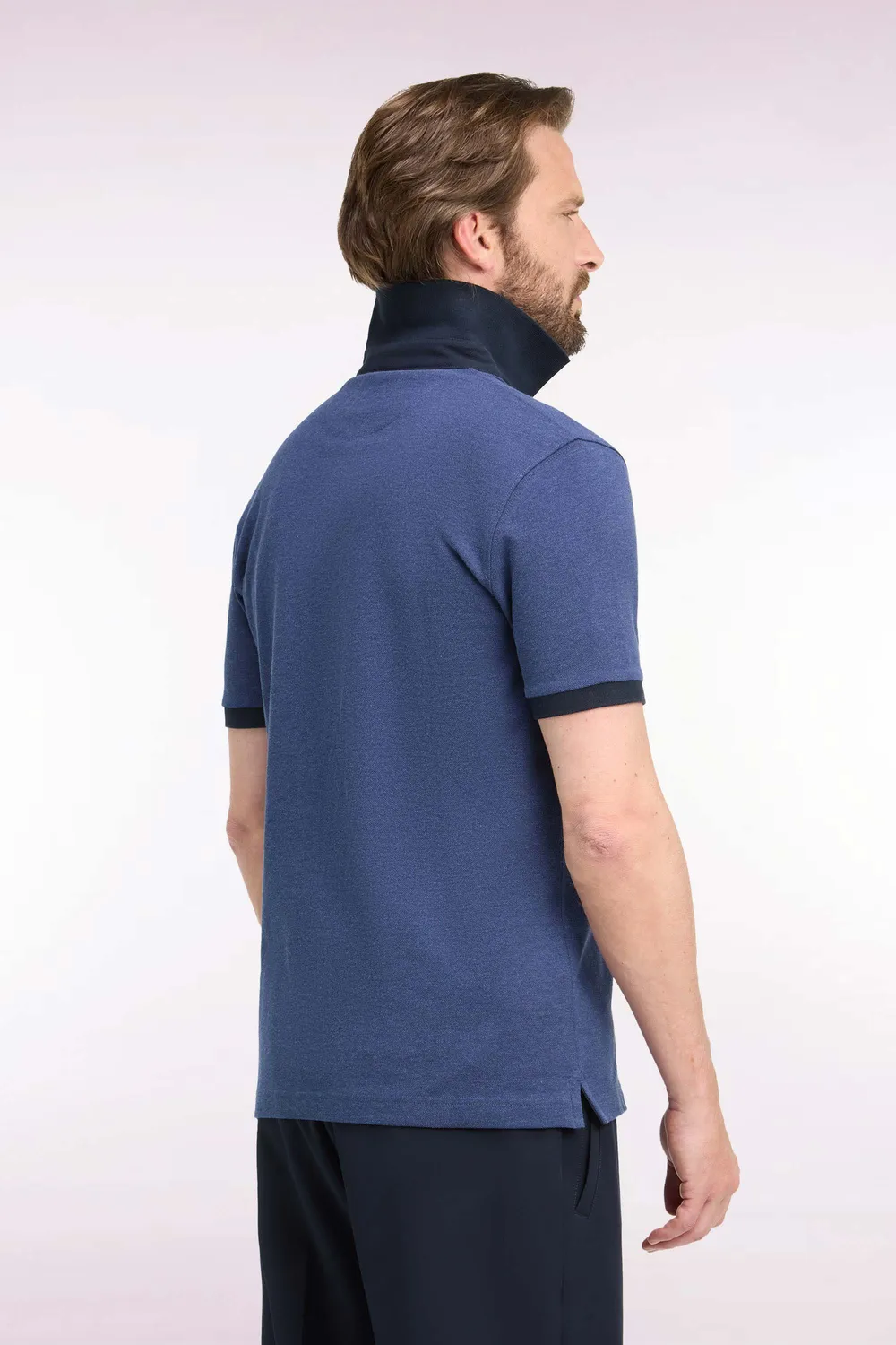 Eden Park Club Evolution polo coton bleu marine col contrasté