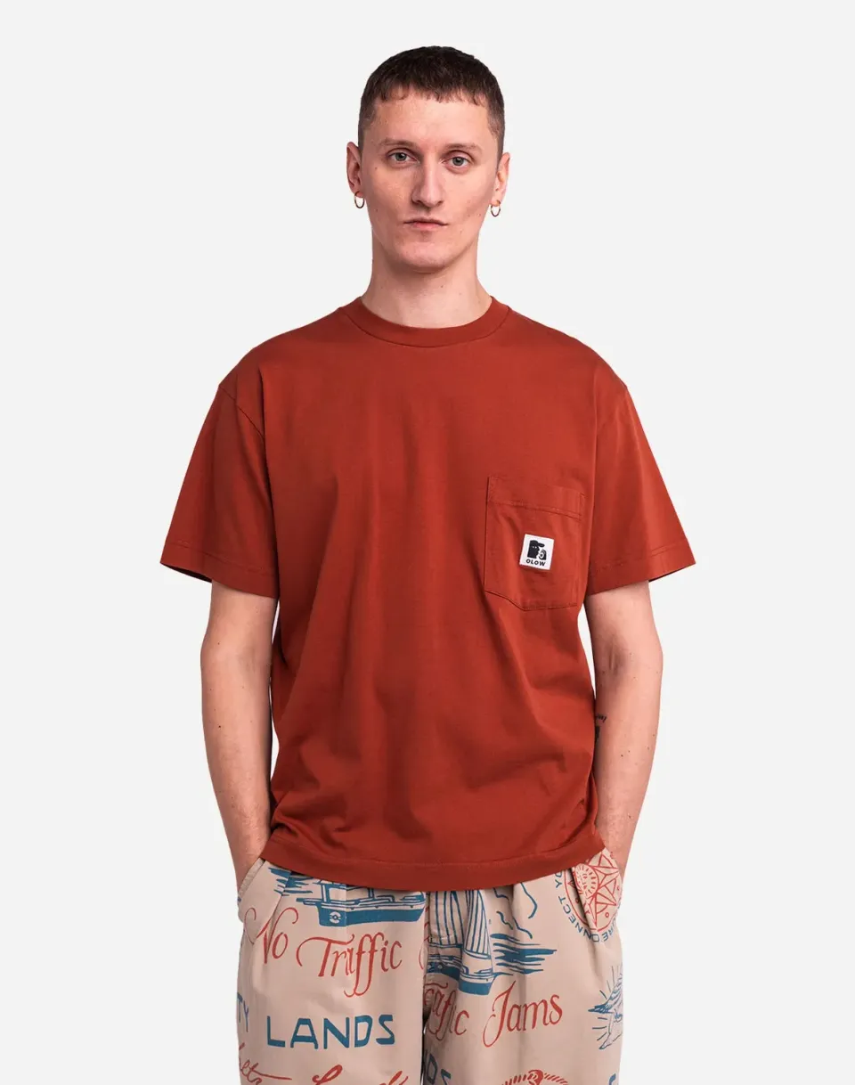 Olow Japo t-shirt rouille ample poche coton bio
