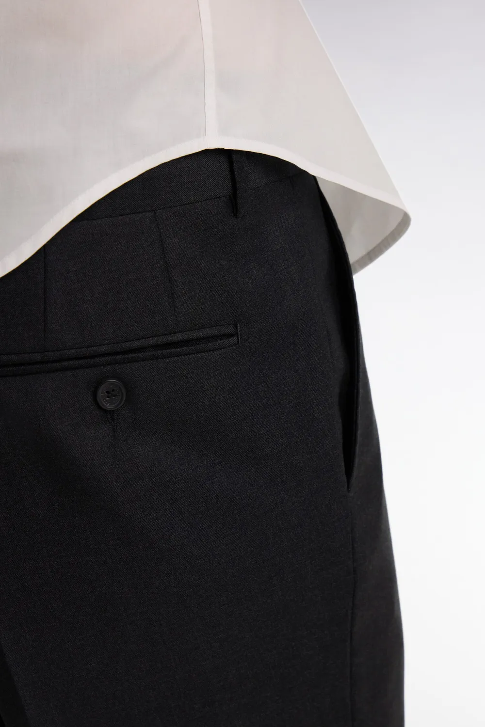 Eden Park pantalon regular gris foncé laine plis cassés