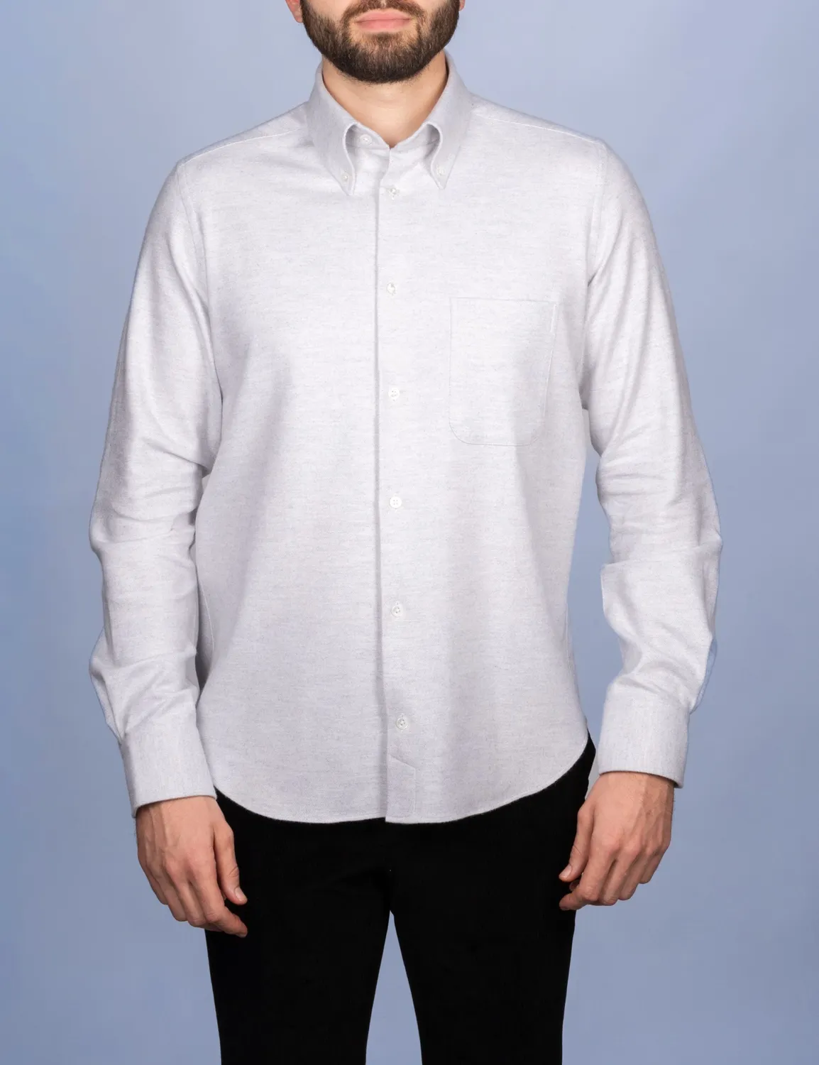 La Chemise Française Flanelle Grise chemise homme col boutonné
