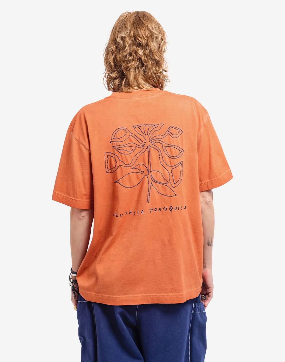 OLOW Azurella t-shirt ample mandarine brodé
