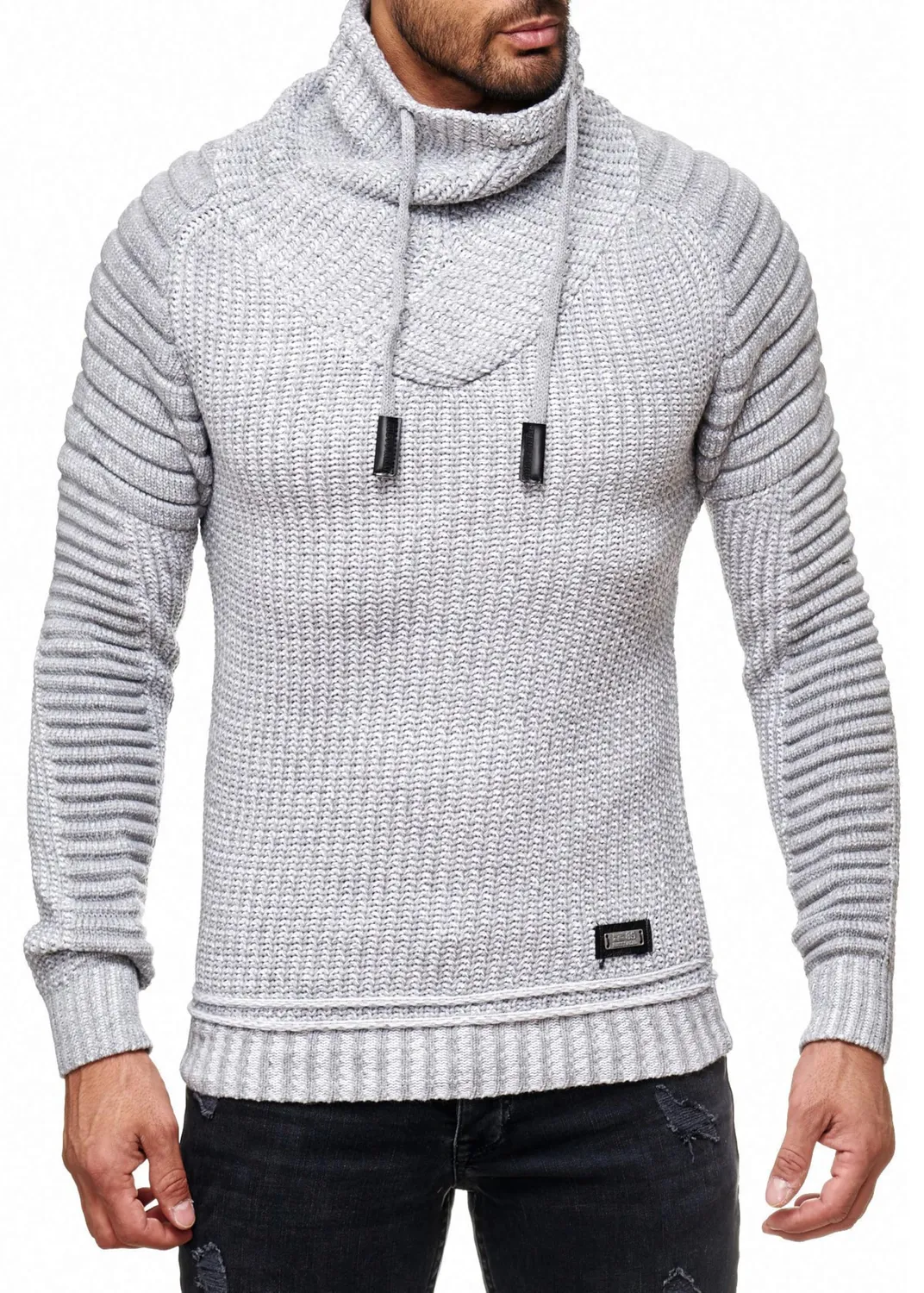 Subliminal Mode BX292 pull homme col montant bleu