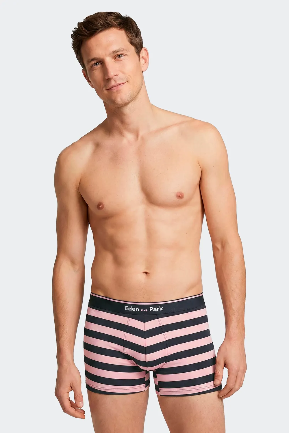 Eden Park lot 3 boxers coton stretch homme marine rose