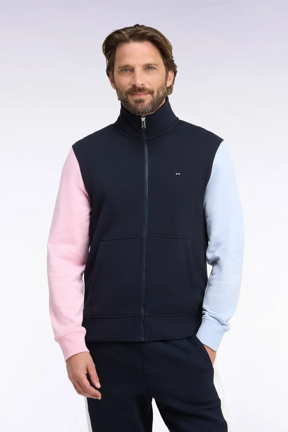 Eden Park sweat zippé molleton tricolore brodé homme