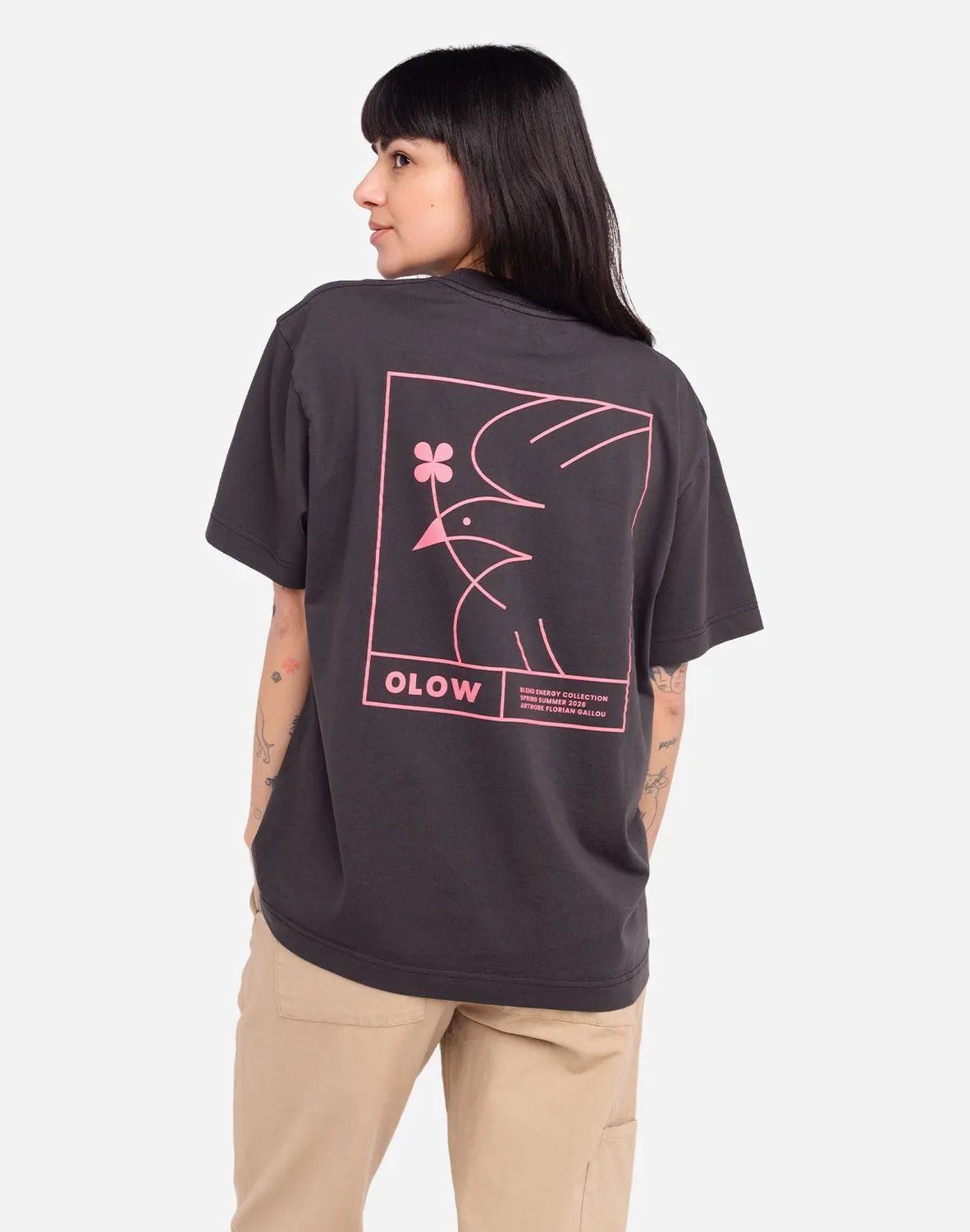 OLOW Pomba t-shirt ample noir carbone coton bio