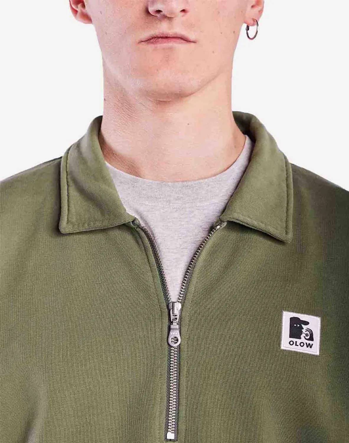 OLOW Manso sweat zippé vert olive coton bio