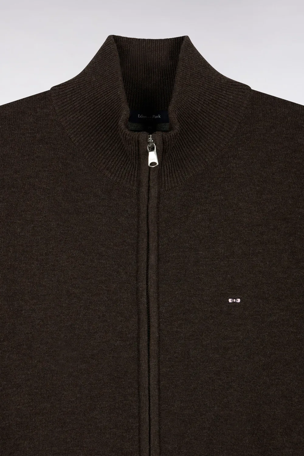 Eden Park cardigan zippé marron laine coton