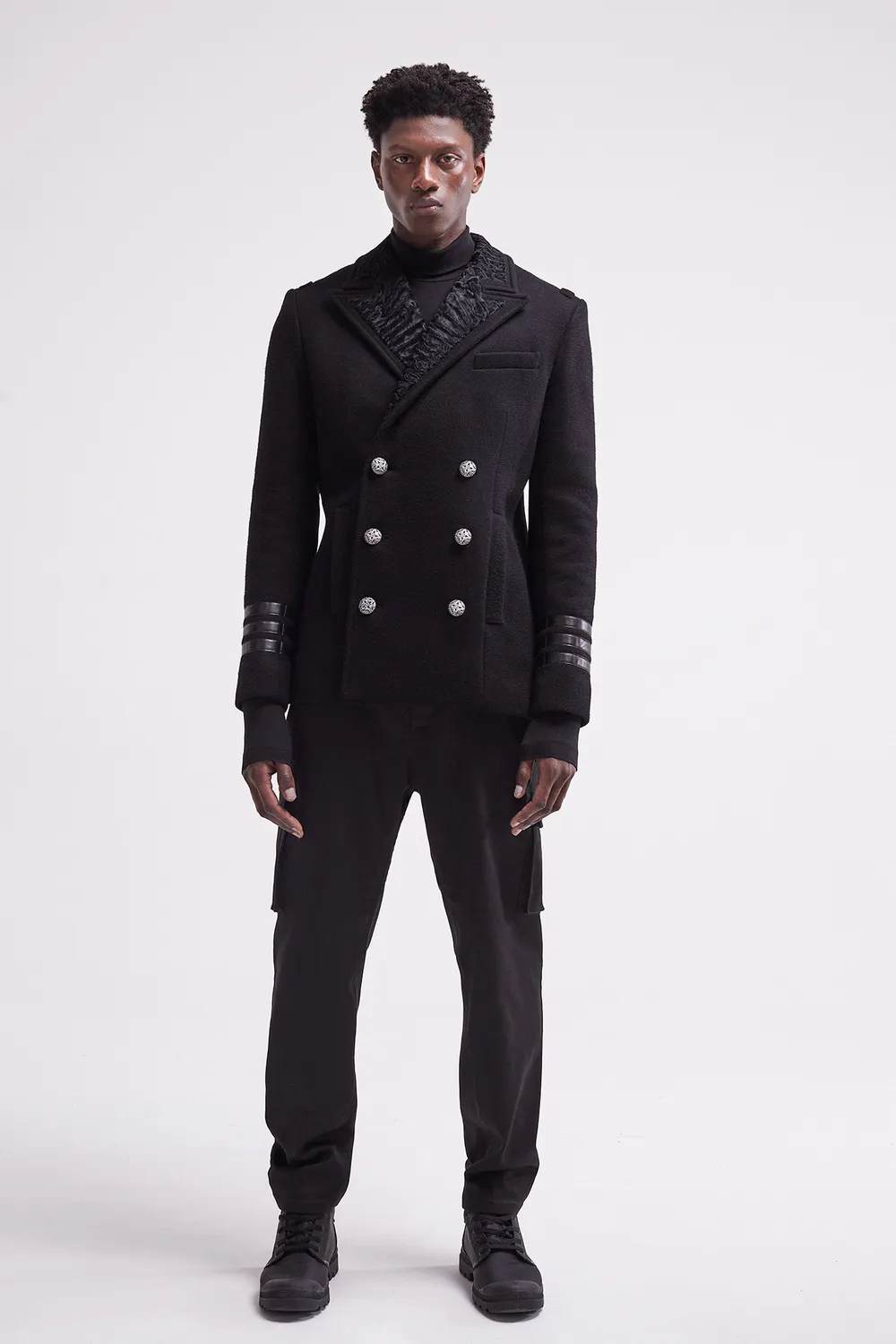 French Deal Amiral Namibia manteau cachemire fourrure