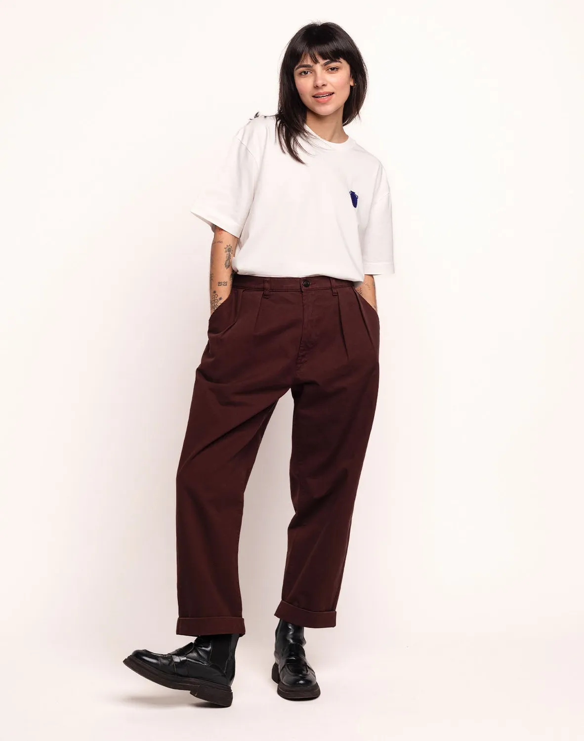 Olow Sembo pantalon chocolat large coton bio