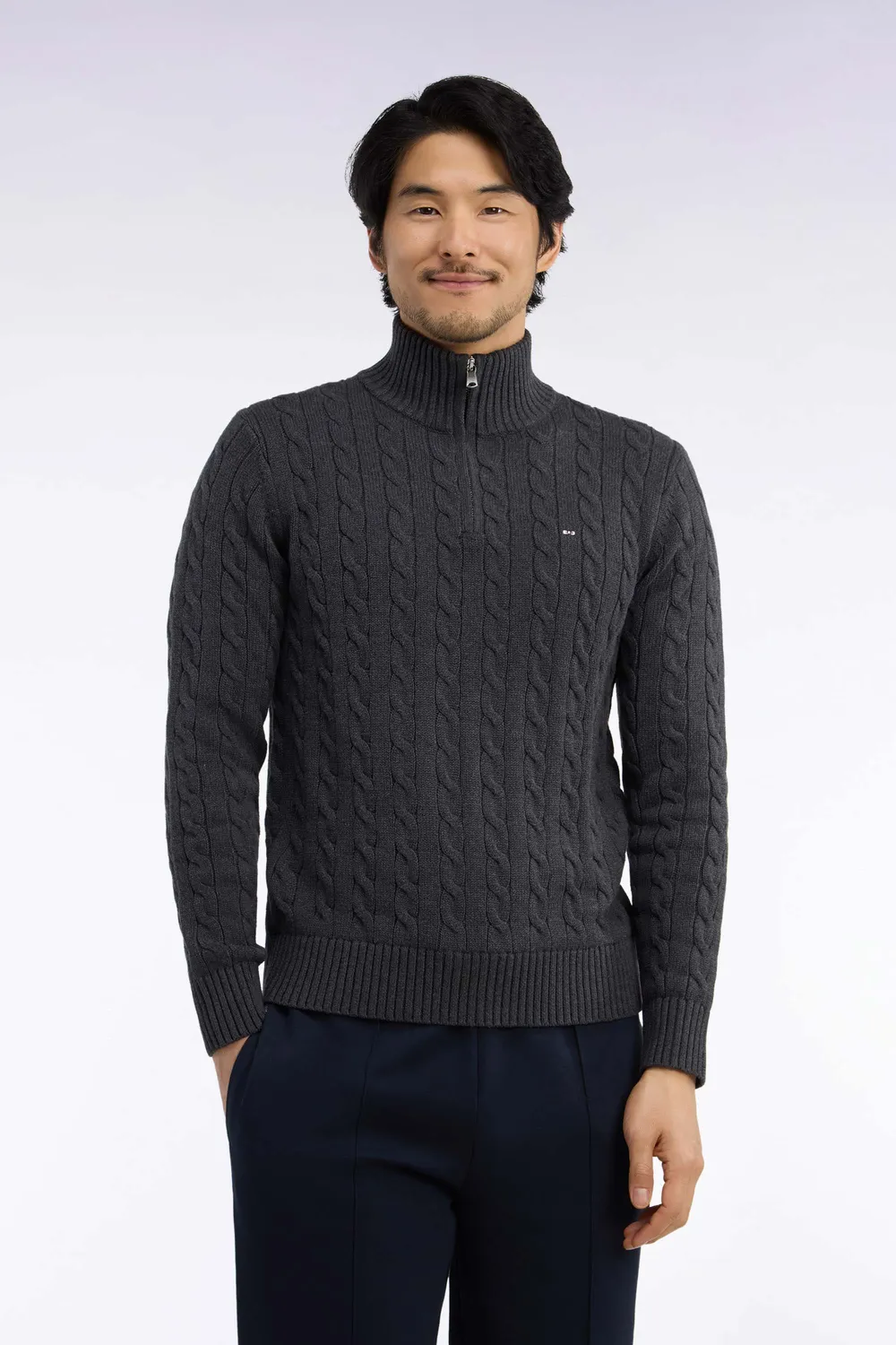 Eden Park H26MAIPU0028/GRF7 pull gris torsades coton