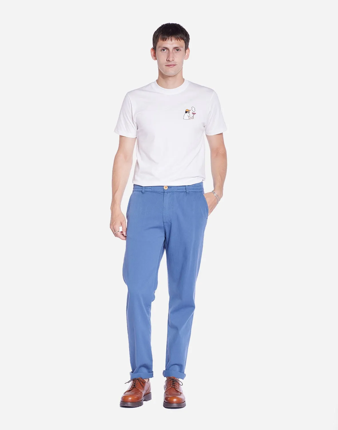 OLOW Chino pantalon bleu cobalt coton bio