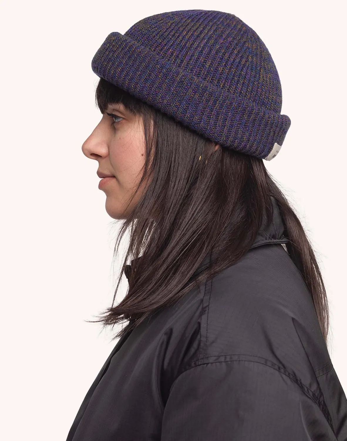 OLOW Falco bonnet laine mérinos bleu marine chiné