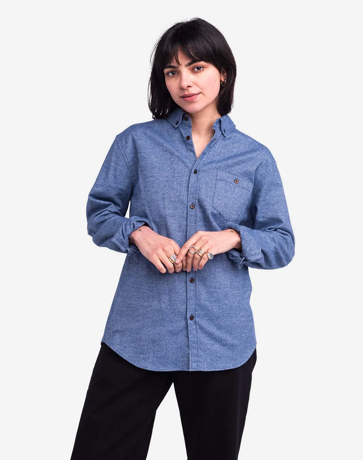 OLOW Classico Barneville chemise bleu chiné flanelle