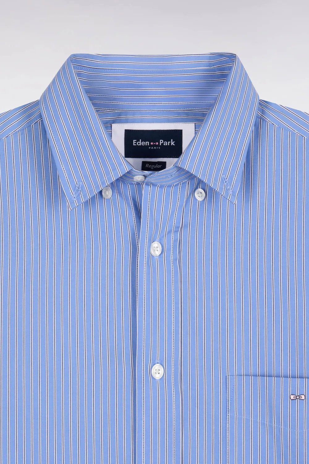 Eden Park chemise coton rayé ciel homme