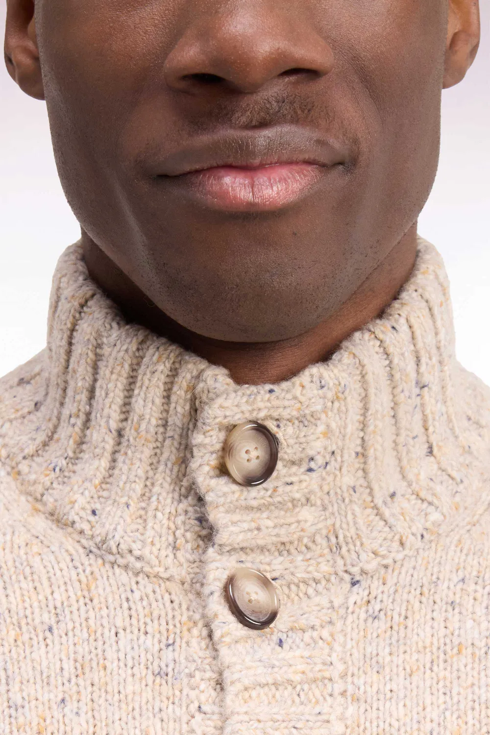 Eden Park cardigan boutonné maille épaisse écru coupe droite
