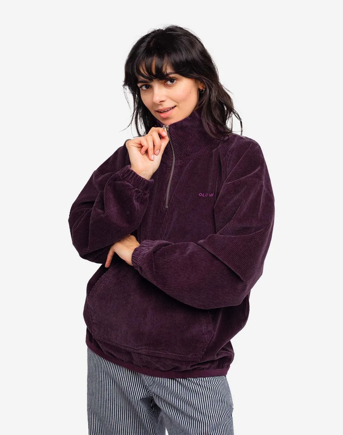 OLOW Bangor sweat prune velours coton