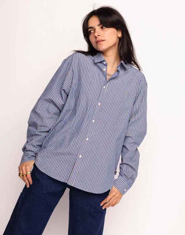 OLOW Nago Randal chemise bleu clair rayures