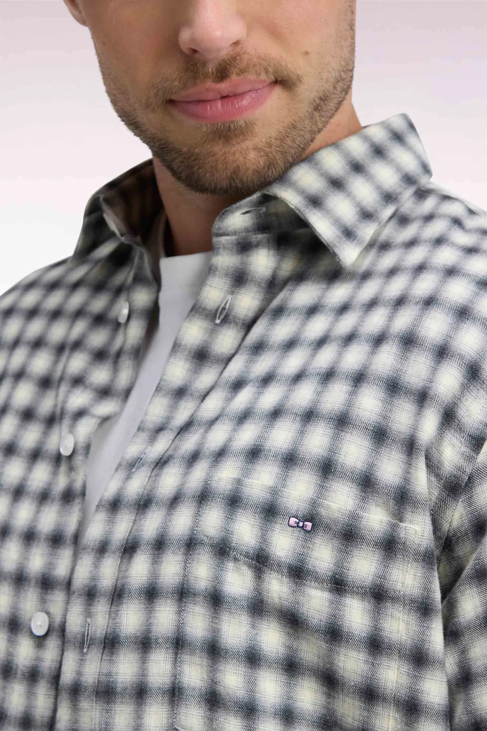 Eden Park H26CHECL0063 chemise homme écrue carreaux coton