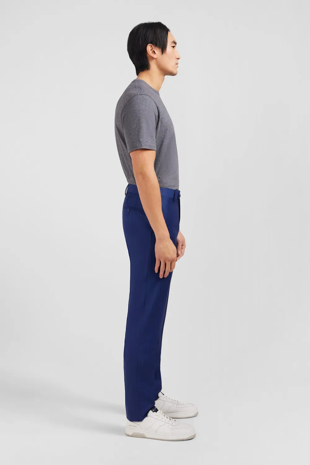 Eden Park pantalon slim bleu laine plis cassés