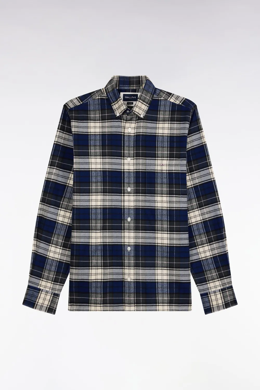 Eden Park chemise carreaux vert marine coton droite