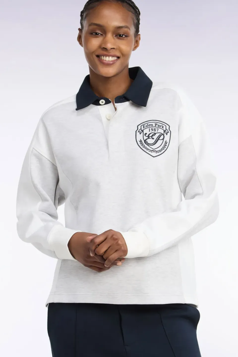 Eden Park Rugby Heritage H26MAISW0040 sweatshirt gris col maillot
